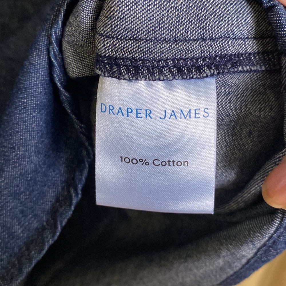 Draper James size S, chambray gathered shirt, dark washed blue - Picture 4 of 5